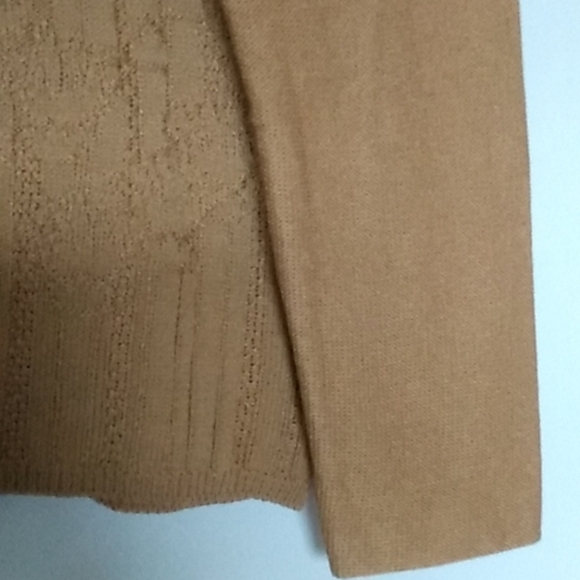 ST JOHN Design Knit Sweater Top V-Neck Burnt Out Nature Theme Rust  Size Small - Picture 8 of 8